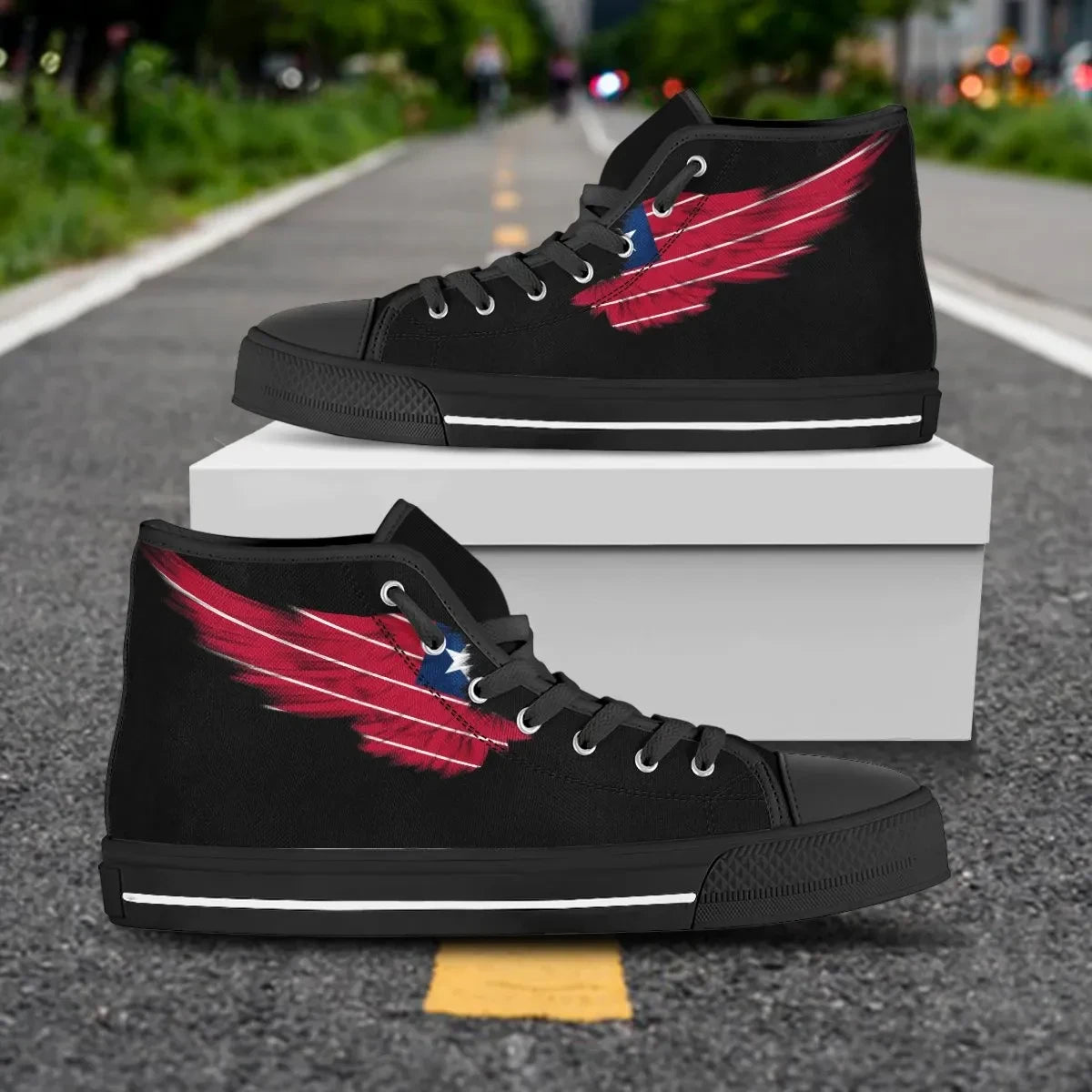 Liberia Black High Top Shoe Wing Flag