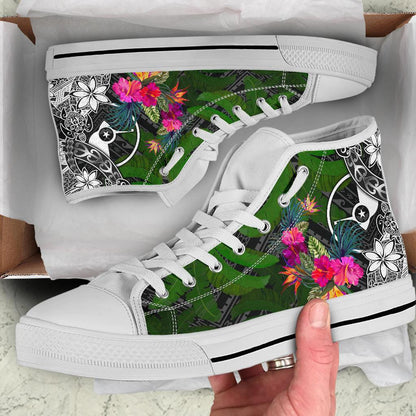 Yap High Top Shoes Turtle Plumeria Banana Leaf