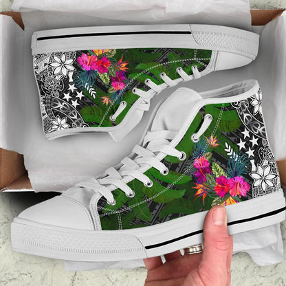 Kosrae High Top Shoes Turtle Plumeria Banana Leaf