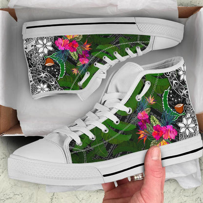 Pohnpei High Top Shoes Turtle Plumeria Banana Leaf