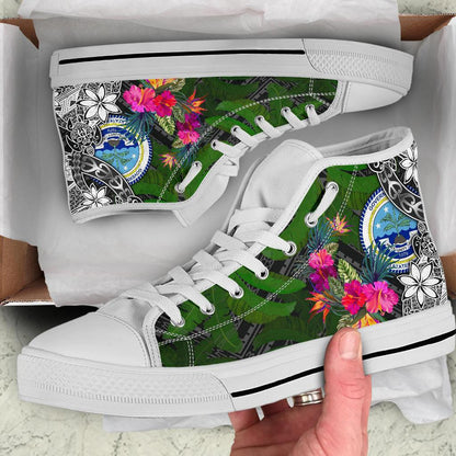 Federated States Of Micronesia High Top Shoes Turtle Plumeria Banana Leaf