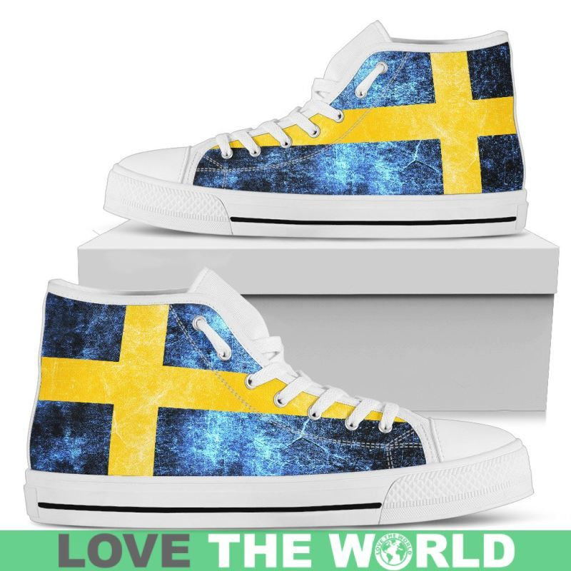 Sweden Darken Flag High Top Canvas Shoes