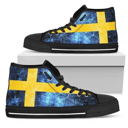 Sweden Darken Flag High Top Canvas Shoes