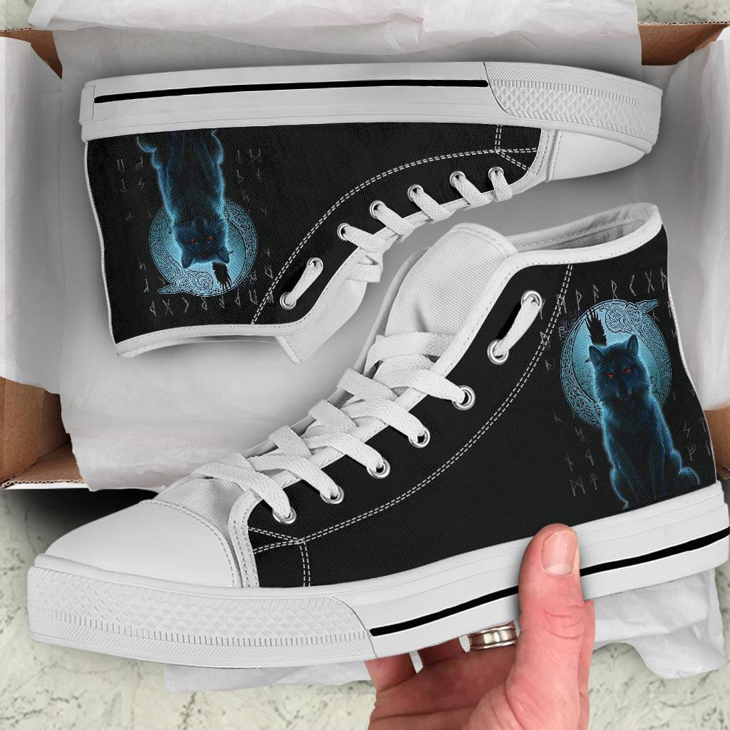 High Top Shoe Fenrir Viking Wolf And Moon