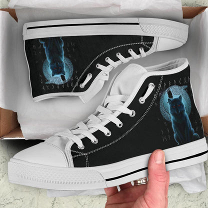 High Top Shoe Fenrir Viking Wolf And Moon