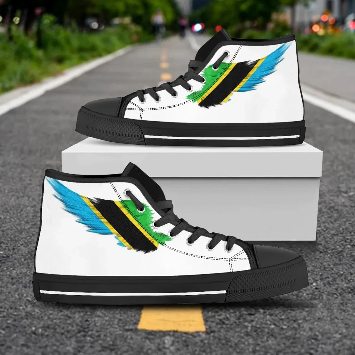 Tanzania White High Top Shoe Wing Flag