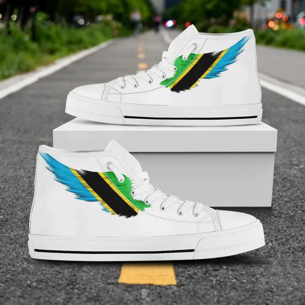 Tanzania White High Top Shoe Wing Flag
