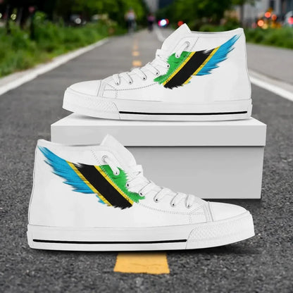 Tanzania White High Top Shoe Wing Flag