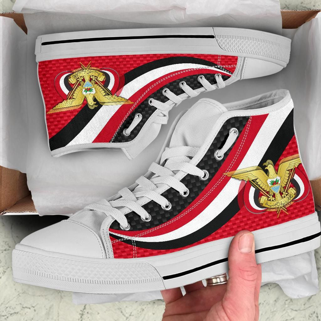 Yemen High Top Shoe Yemen Coat Of Arms And Flag Color Black