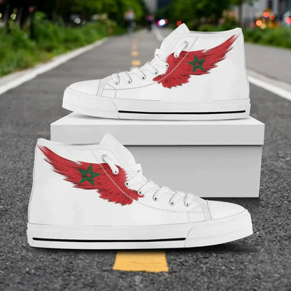 Morocco White High Top Shoe Wing Flag