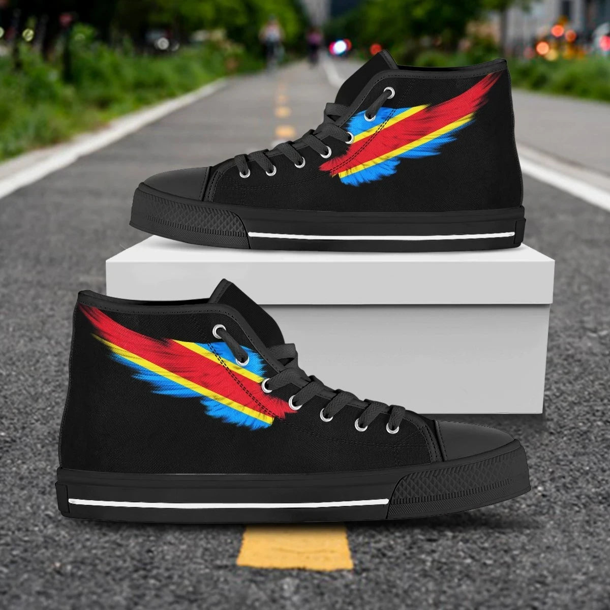 Democratic Republic Black High Top Shoe Wing Flag