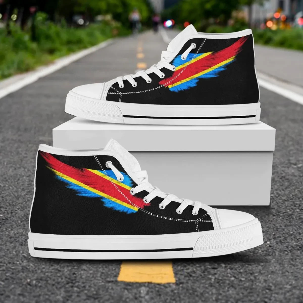 Democratic Republic Black High Top Shoe Wing Flag