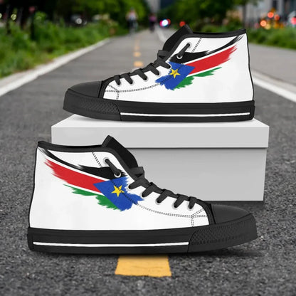 South Sudan White High Top Shoe Wing Flag