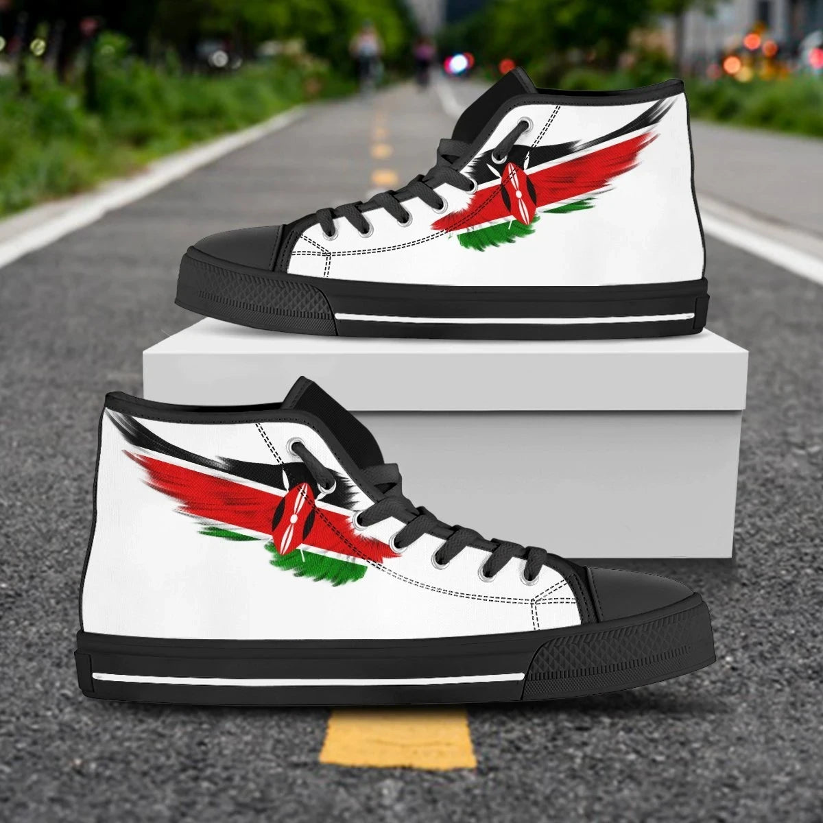 Kenya White High Top Shoe Wing Flag