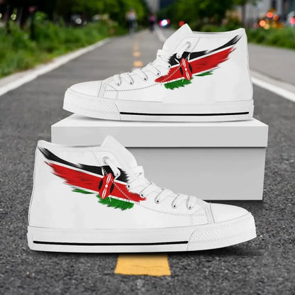 Kenya White High Top Shoe Wing Flag
