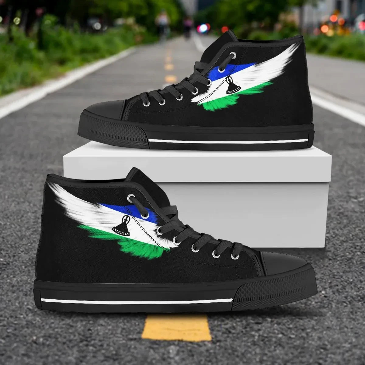 Lesotho High Top Shoe Wing Flag