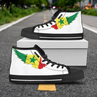Senegal White High Top Shoe Wing Flag