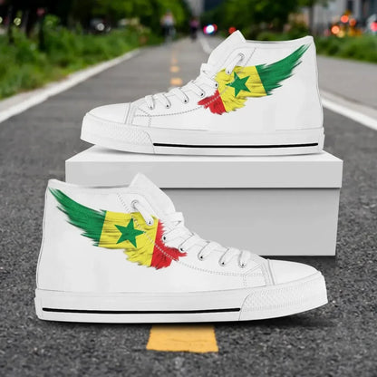 Senegal White High Top Shoe Wing Flag