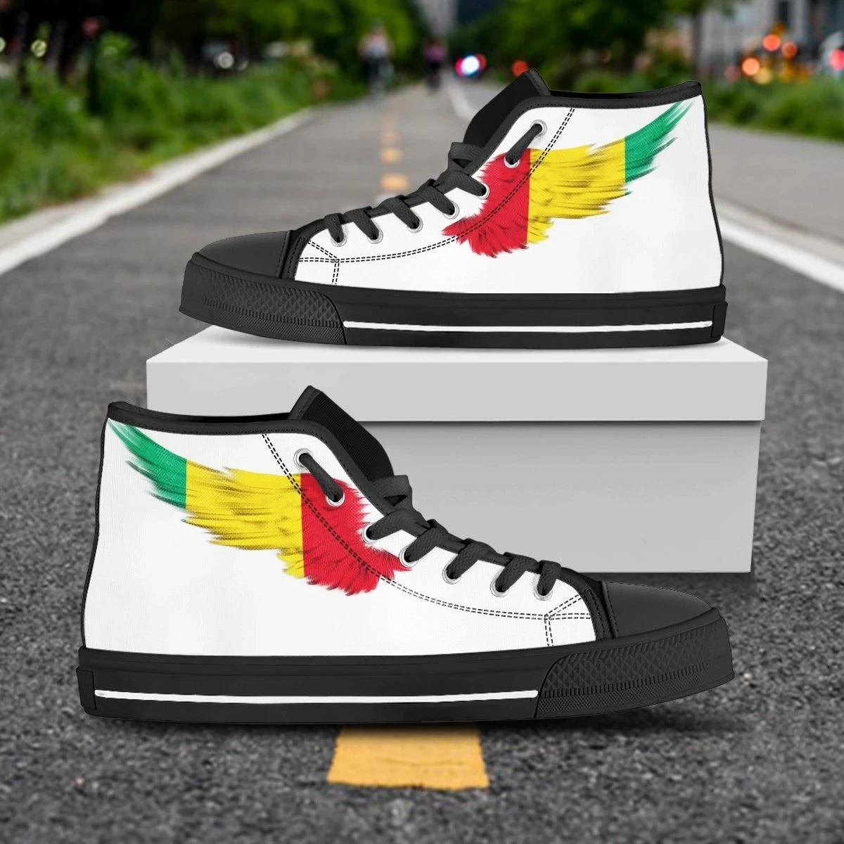Guinea High Top Shoe Wing Flag White