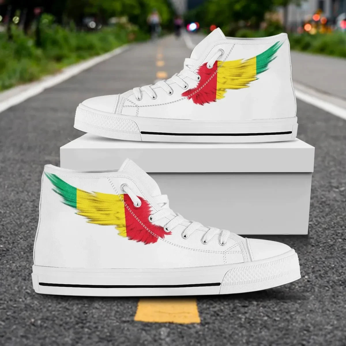 Guinea High Top Shoe Wing Flag White