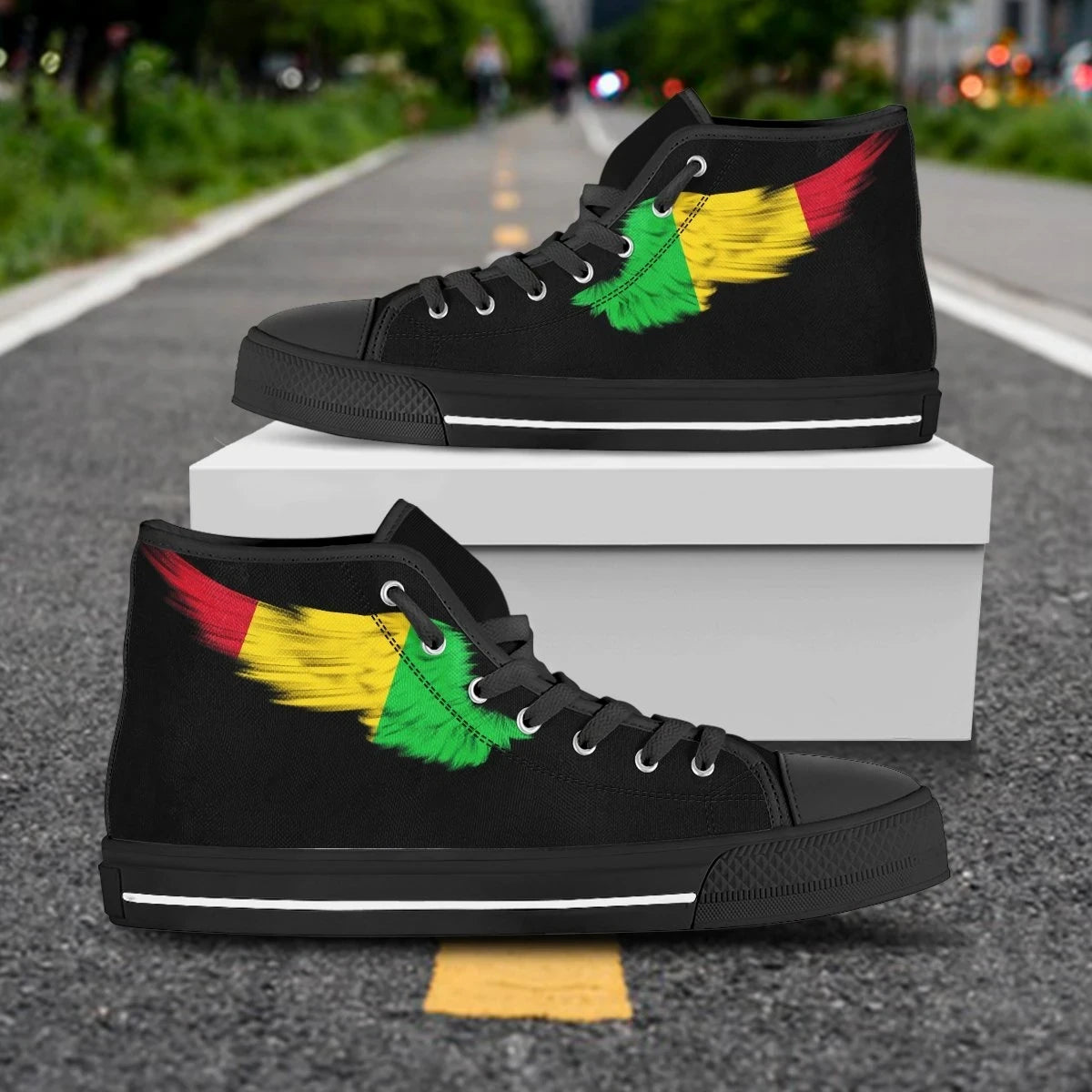 Mali Black High Top Shoe Wing Flag