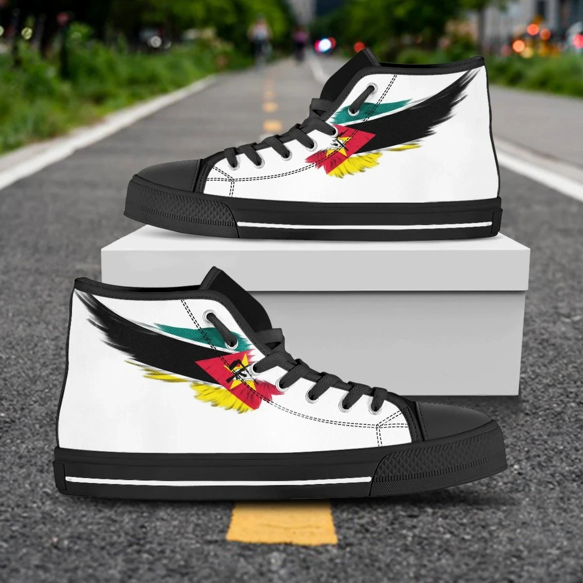 Mozambique White High Top Shoe Wing Flag
