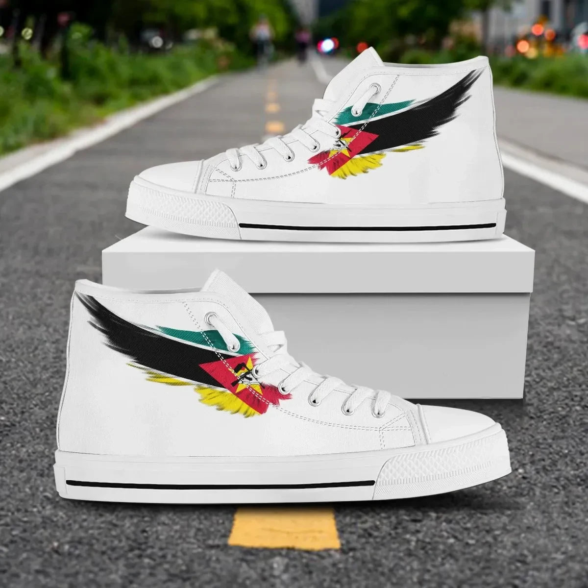 Mozambique White High Top Shoe Wing Flag