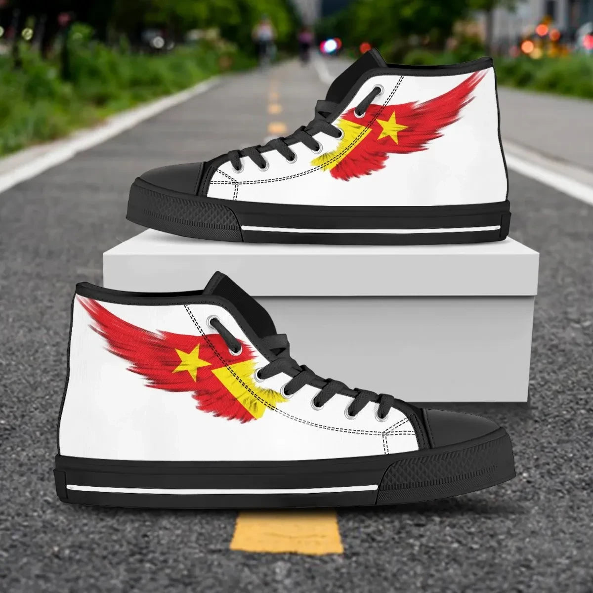 Tigray White High Top Shoe Wing Flag