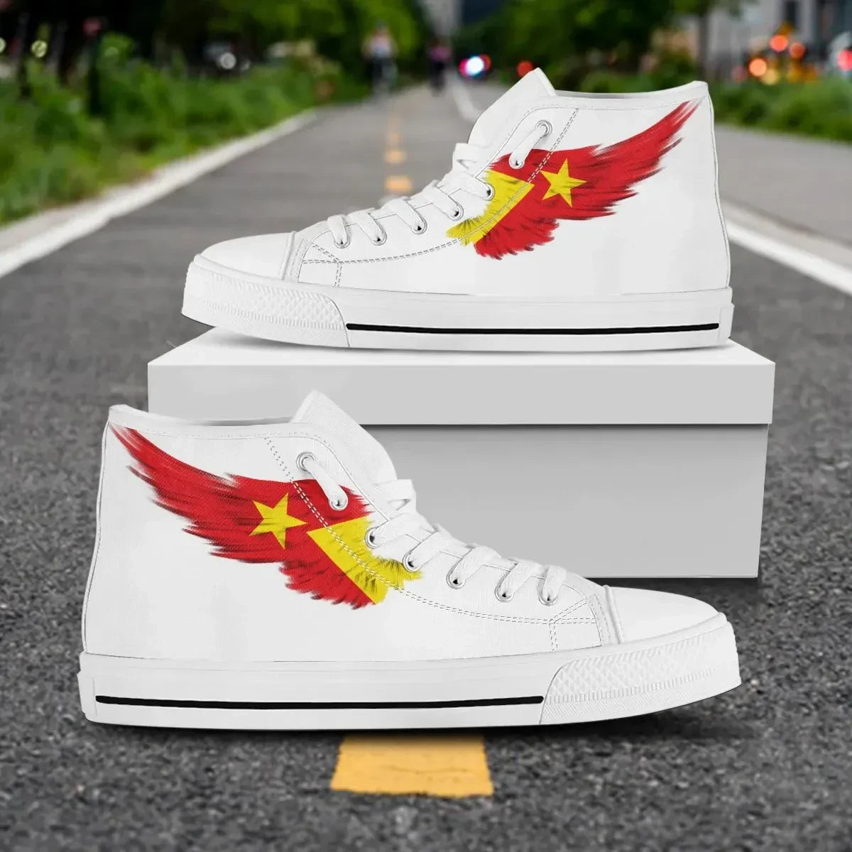 Tigray White High Top Shoe Wing Flag