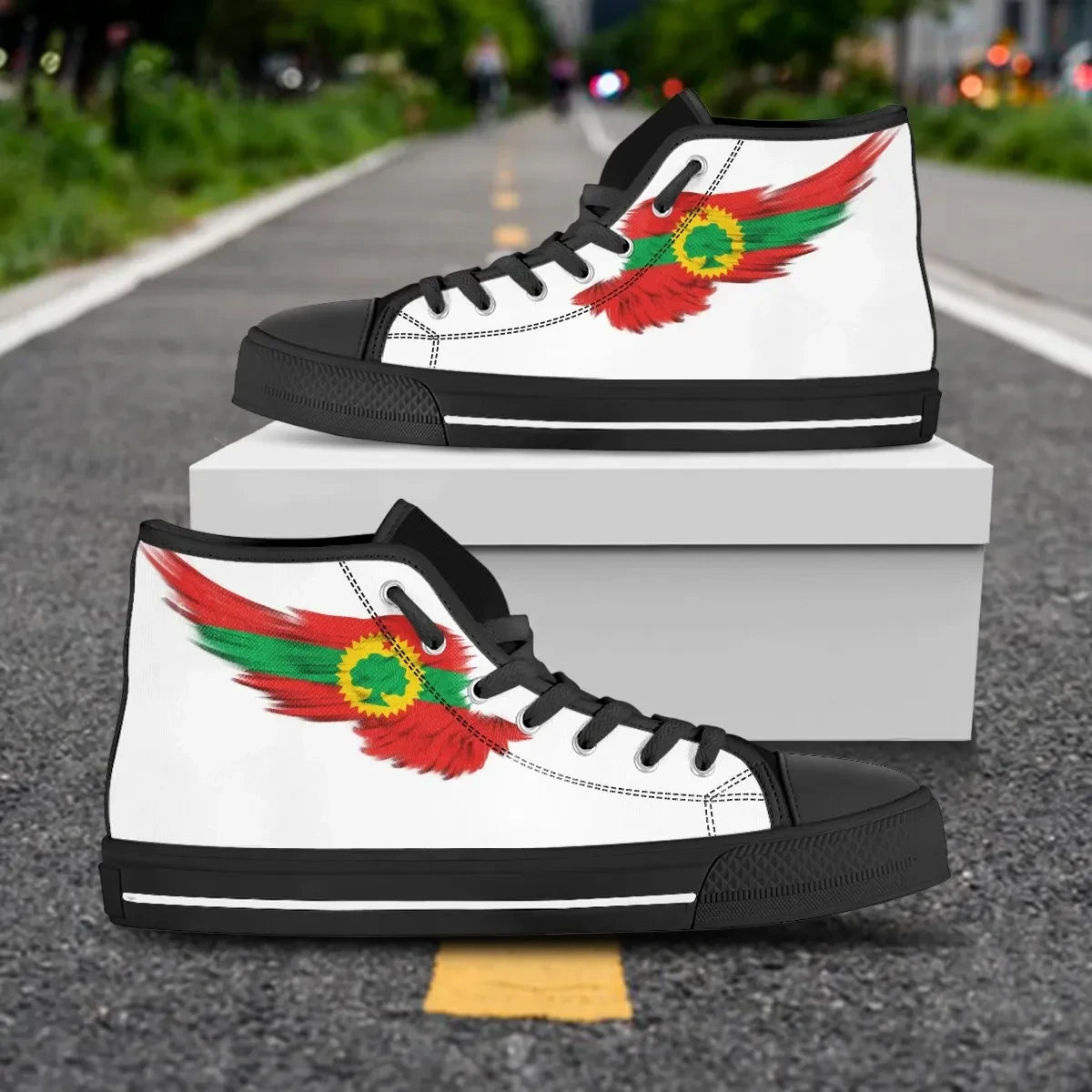 Oromia White High Top Shoe Wing Flag