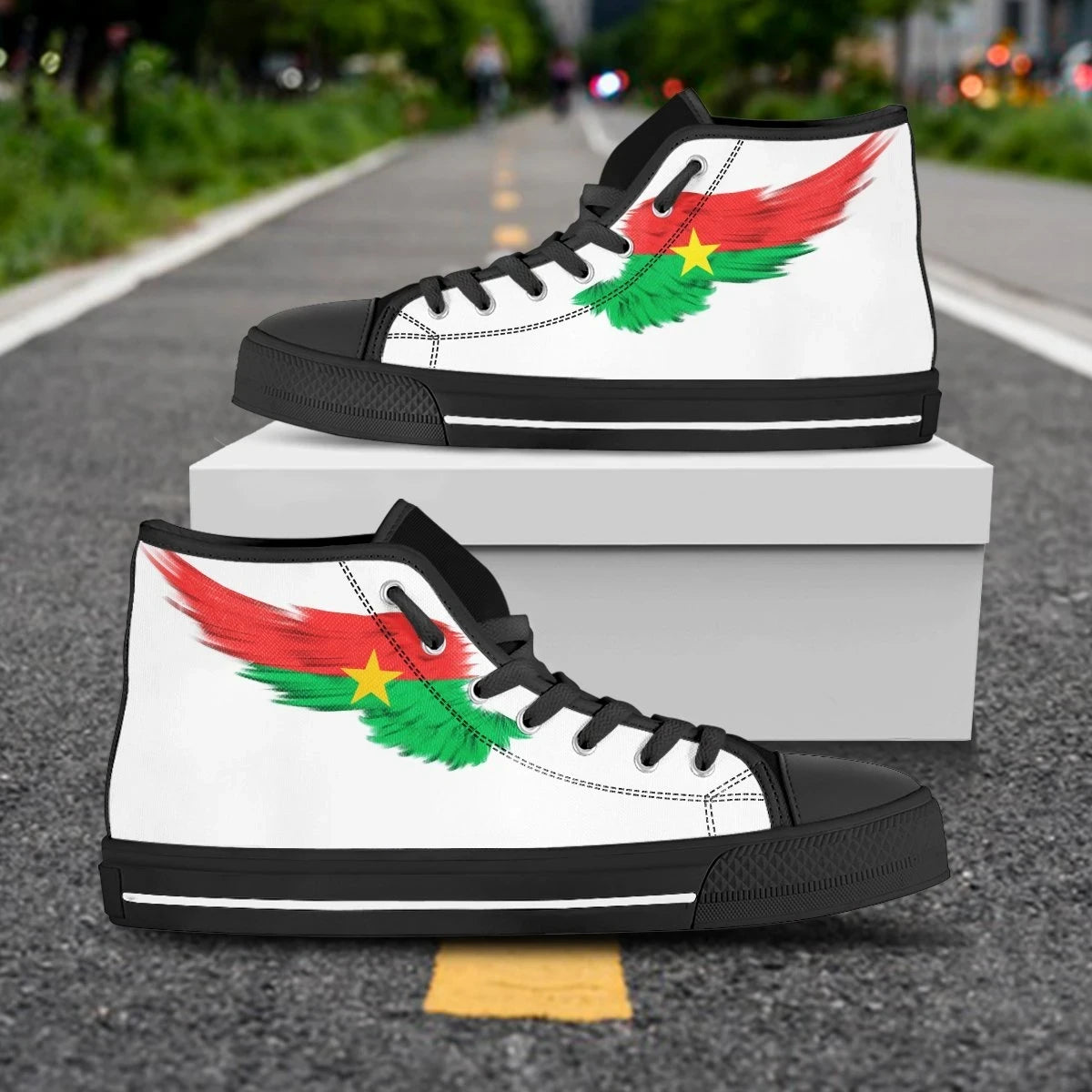 Burkina High Top Shoe Wing Flag White