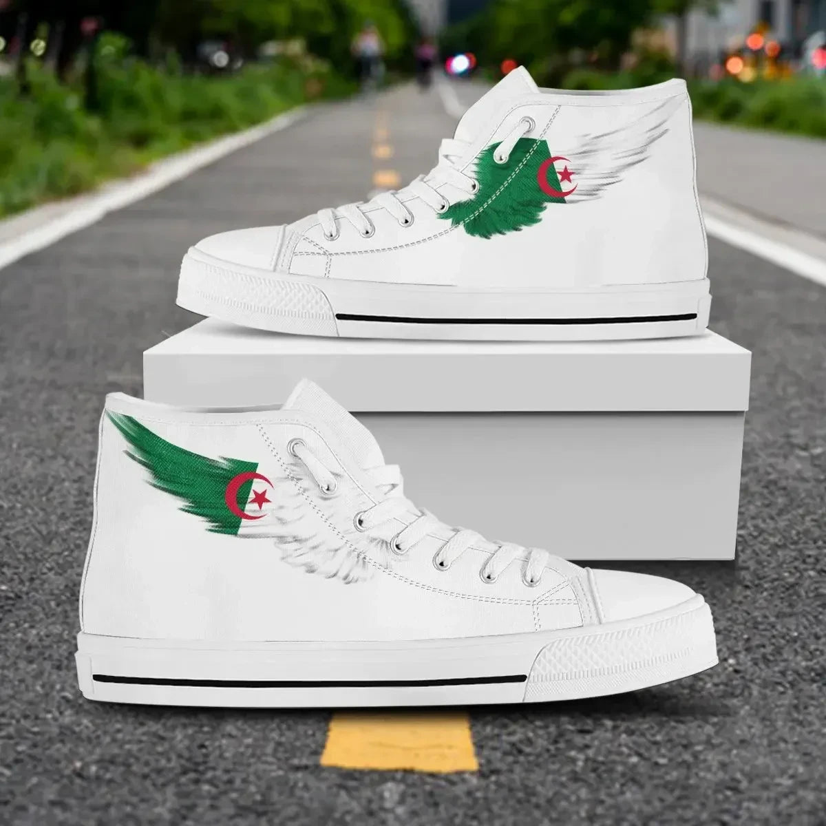 Algeria High Top Shoe Wing Flag White