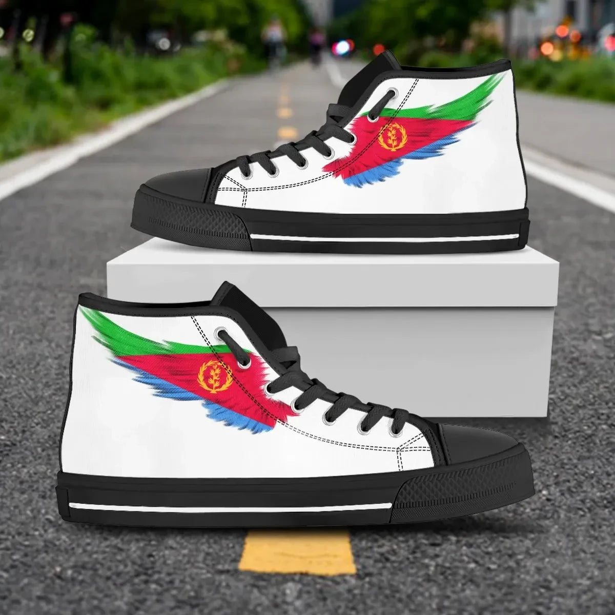 Eritrea High Top Shoe Wing Flag White