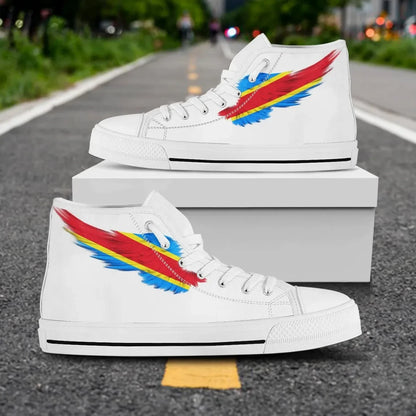 Democratic Republic White High Top Shoe Wing Flag