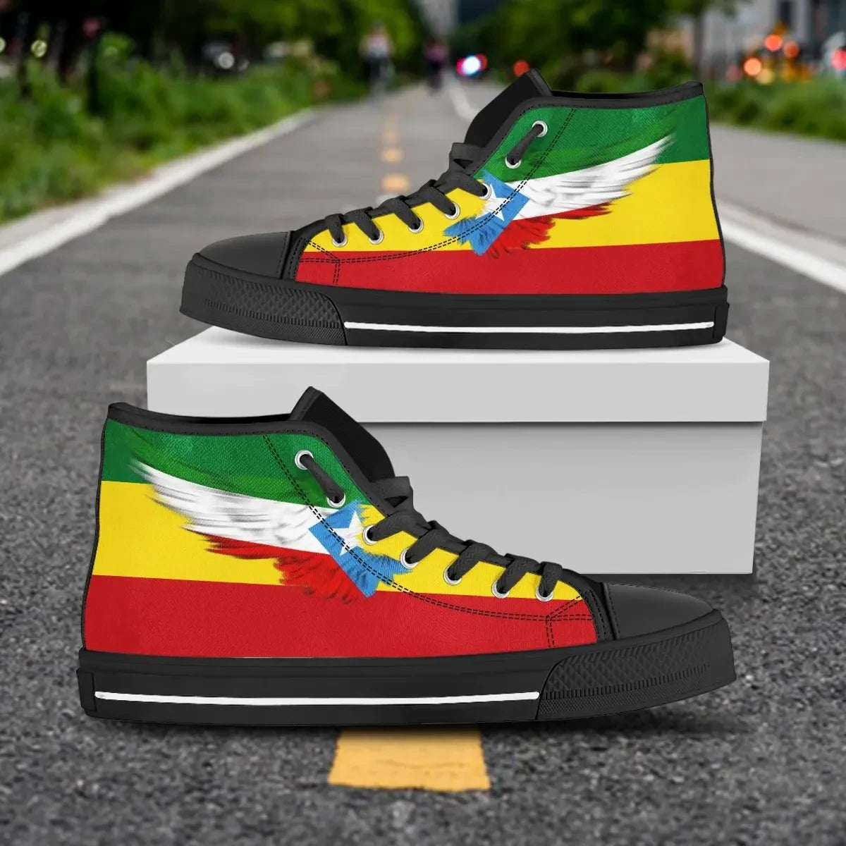 Somali Rasta High Top Shoe Wing Flag