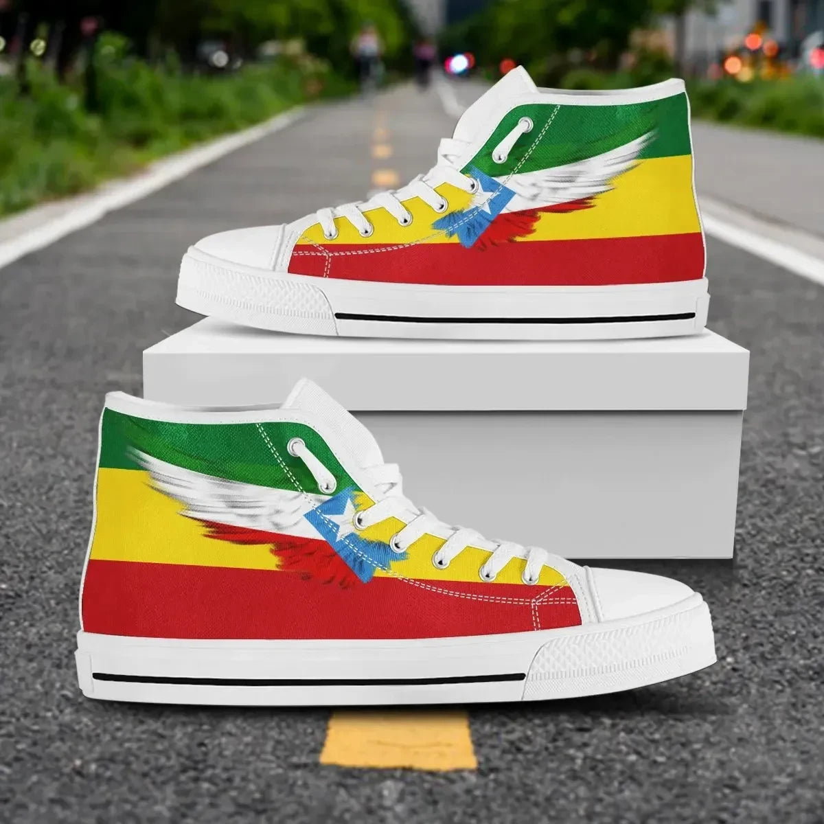 Somali Rasta High Top Shoe Wing Flag