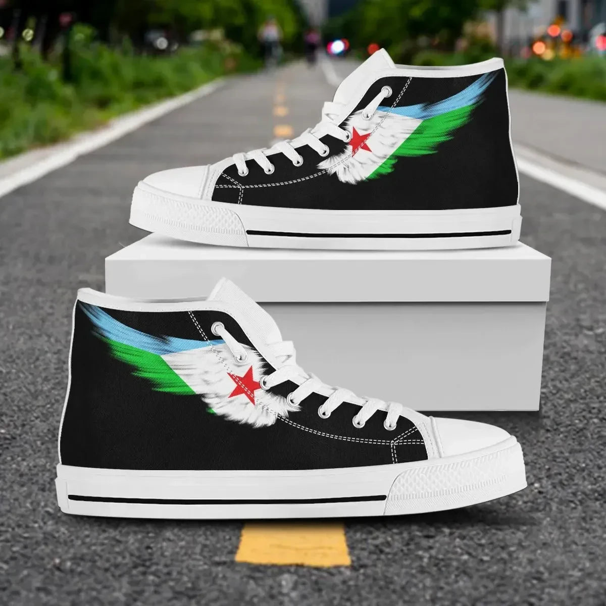 Djibouti Black High Top Shoe Wing Flag