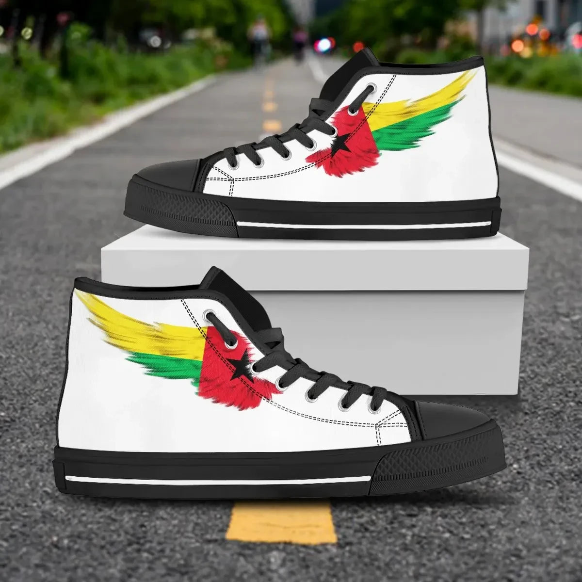 Guinea Bissau High Top Shoe Wing Flag White