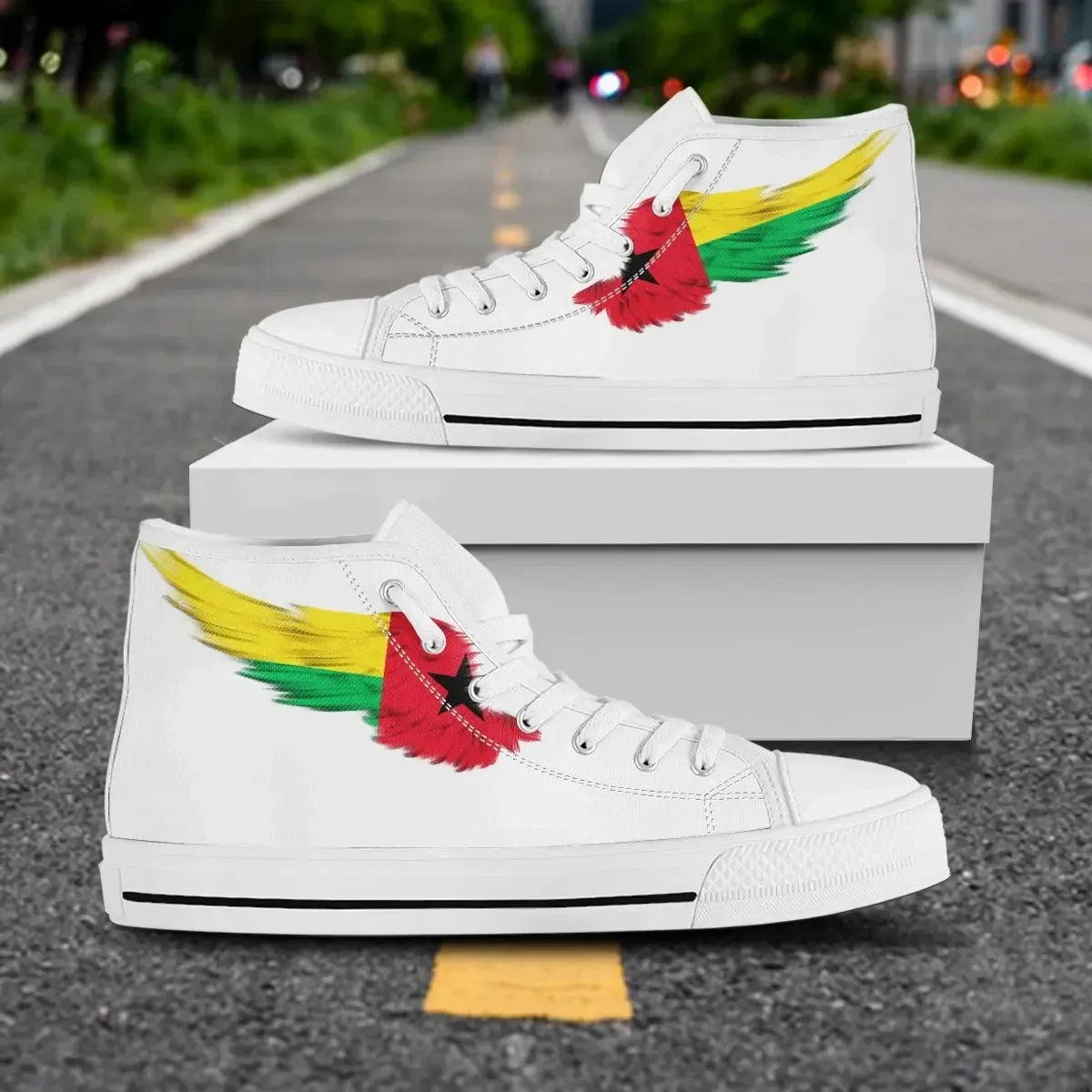 Guinea Bissau High Top Shoe Wing Flag White