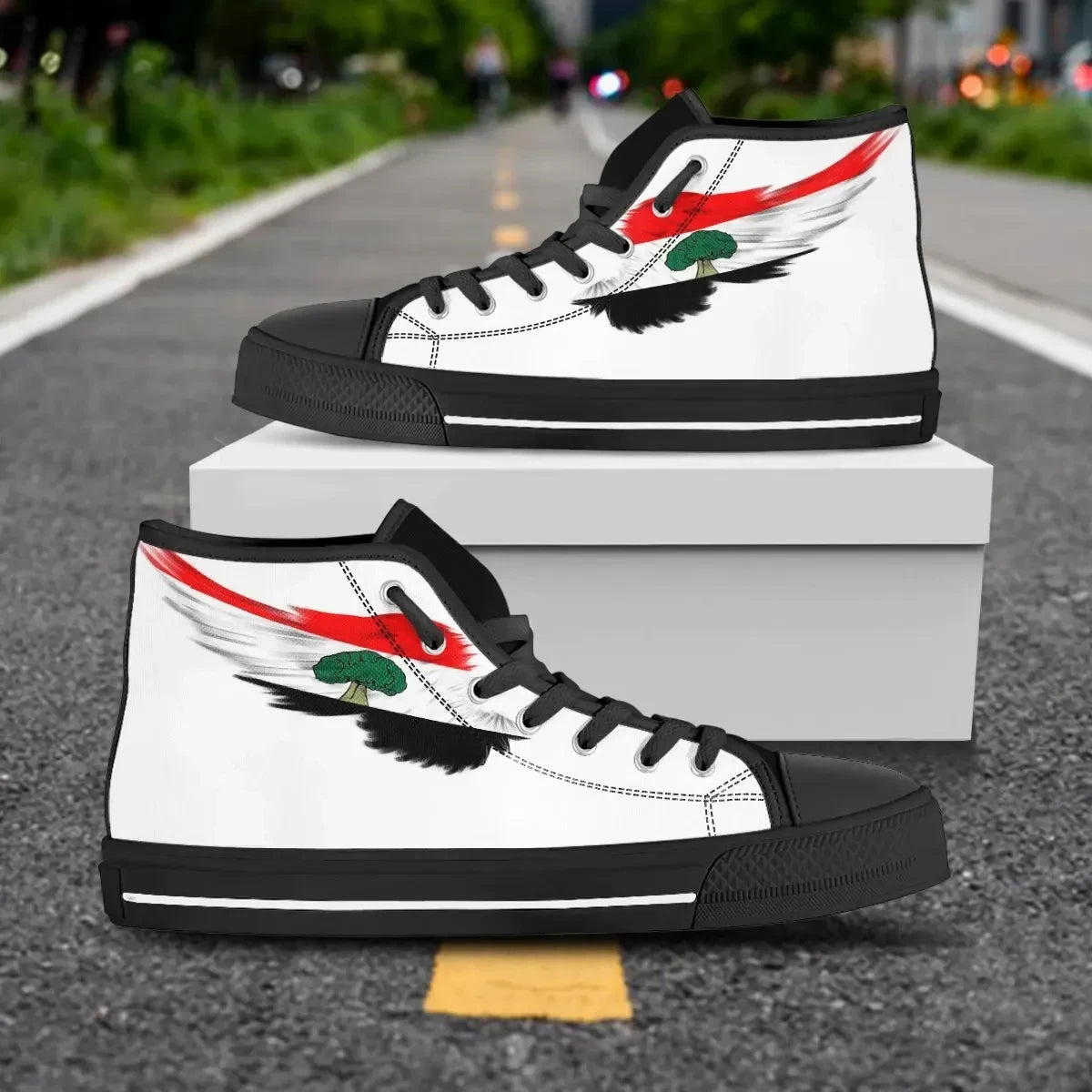 Oromo White High Top Shoe Wing Flag
