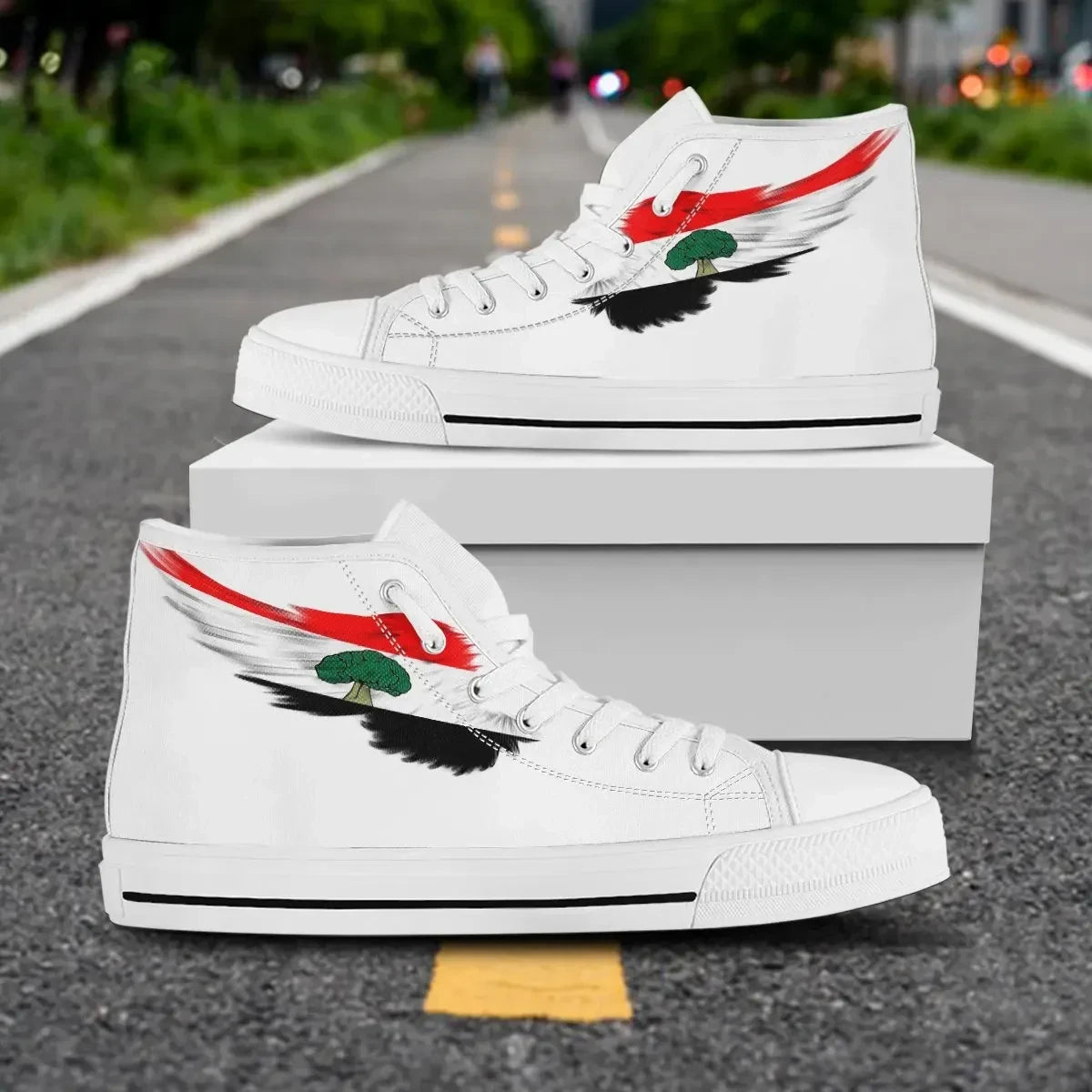 Oromo White High Top Shoe Wing Flag