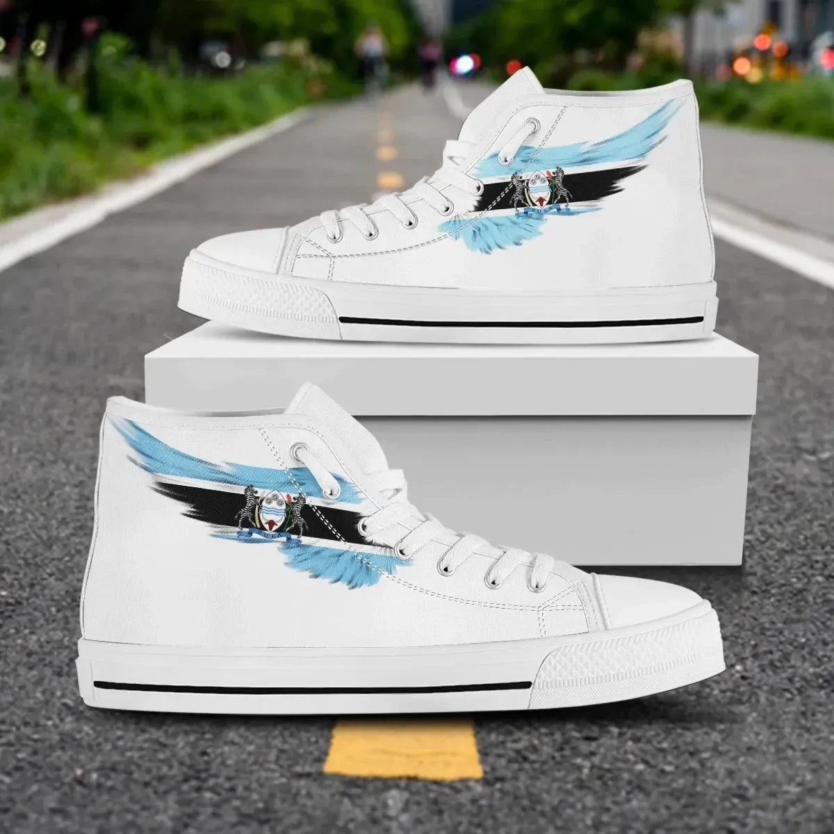 Botswana High Top Shoe Wing Flag White