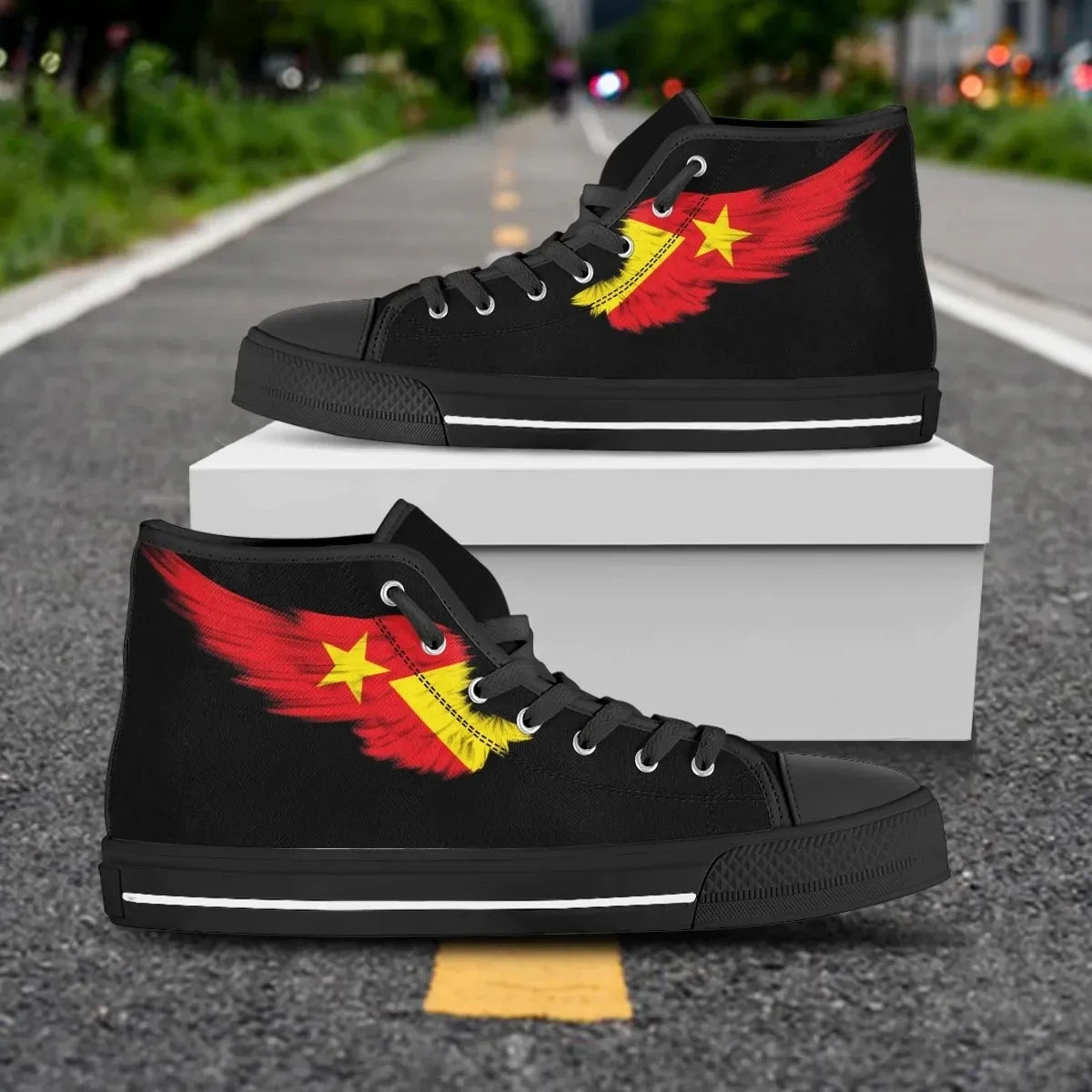 Tigray Black High Top Shoe Wing Flag