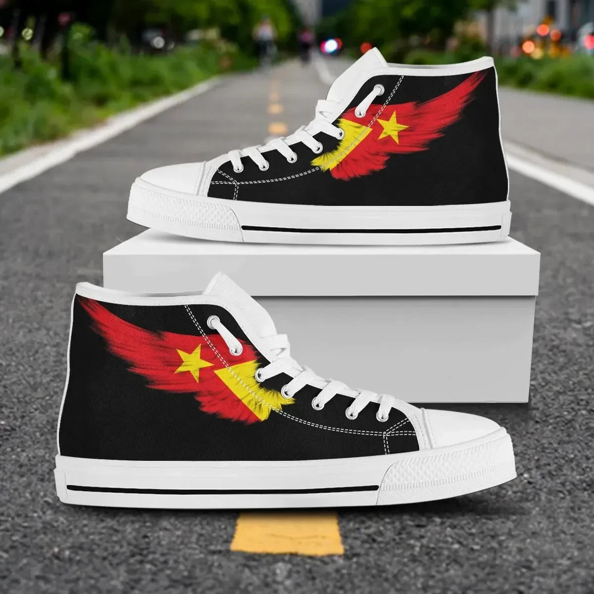 Tigray Black High Top Shoe Wing Flag