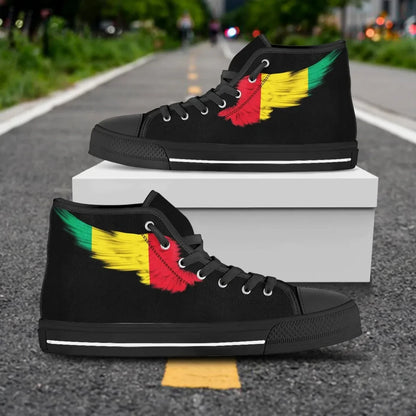 Guinea High Top Shoe Wing Flag Black