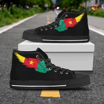 Cameroon High Top Shoe Wing Flag Black