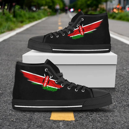 Kenya Black High Top Shoe Wing Flag
