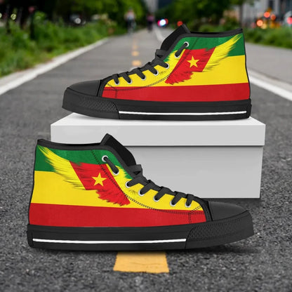Amhara Rasta High Top Shoe Wing Flag