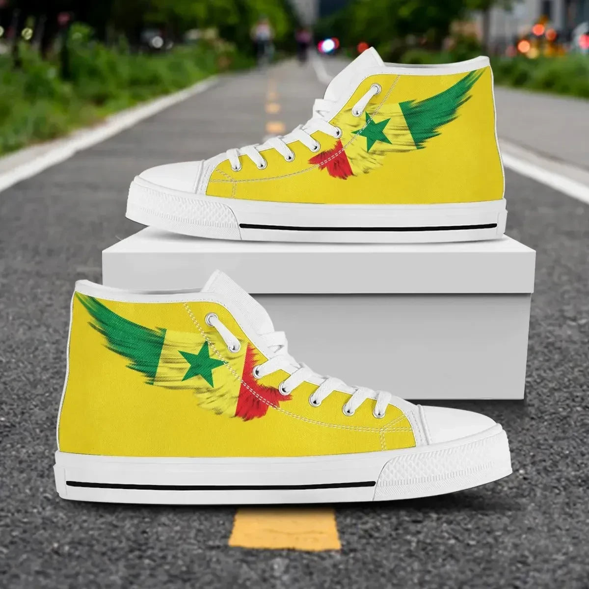 Senegal Yellow High Top Shoe Wing Flag