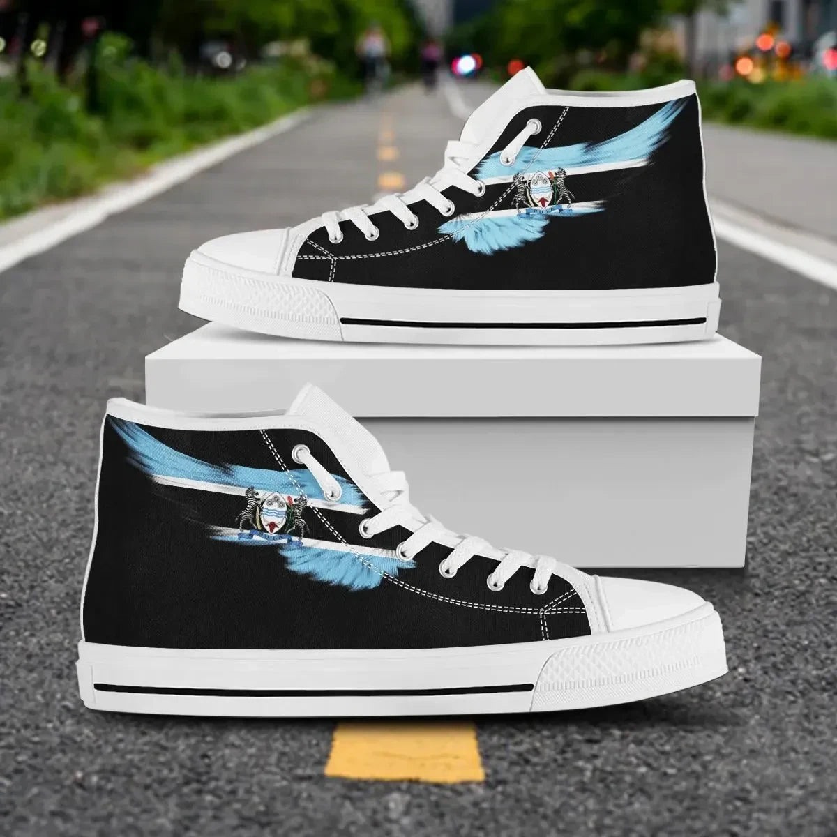 Botswana High Top Shoe Wing Flag Black